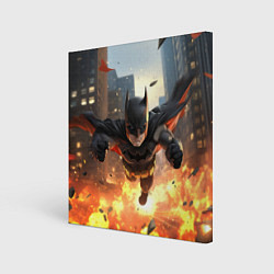 Холст квадратный Бэтмен в полете над огнем, цвет: 3D-принт