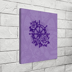 Холст квадратный Штурвал в розах, цвет: 3D-принт — фото 2