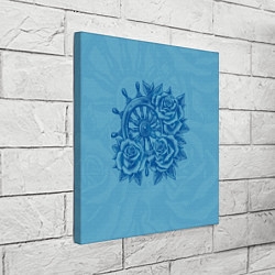 Холст квадратный Штурвал и три розы, цвет: 3D-принт — фото 2