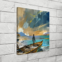 Холст квадратный Мальчик и лодка, цвет: 3D-принт — фото 2