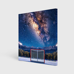 Холст квадратный Хоккейные ворота в ночи, цвет: 3D-принт
