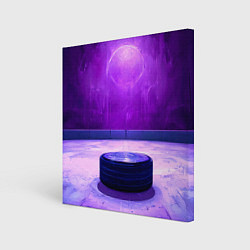Холст квадратный Шайба в фиолетовом, цвет: 3D-принт