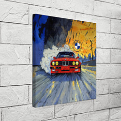 Холст квадратный Красная BMW на скорости, цвет: 3D-принт — фото 2
