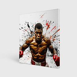 Холст квадратный Мухаммед Али на белом, цвет: 3D-принт