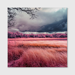 Холст квадратный Поле и деревья пейзаж - инфракрасный стиль, цвет: 3D-принт — фото 2