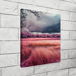 Холст квадратный Поле и деревья пейзаж - инфракрасный стиль, цвет: 3D-принт — фото 2