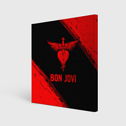 Холст квадратный Bon Jovi - red gradient, цвет: 3D-принт