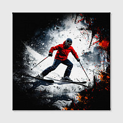 Холст квадратный Лыжник в движении, цвет: 3D-принт — фото 2