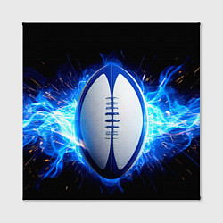Холст квадратный Мяч для регби в синем пламени, цвет: 3D-принт — фото 2