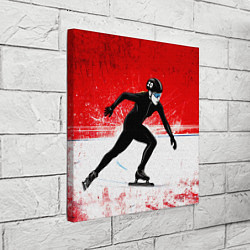 Холст квадратный Скоростной бег на коньках в красном, цвет: 3D-принт — фото 2