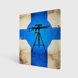 Картина квадратная Стендовая спортивная стрельба на синем