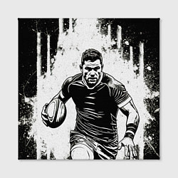 Холст квадратный Регбист черно-белый, цвет: 3D-принт — фото 2