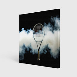 Холст квадратный Теннисная ракетка в дыму, цвет: 3D-принт