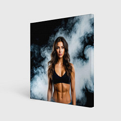 Холст квадратный Фитоняшка в дыму, цвет: 3D-принт