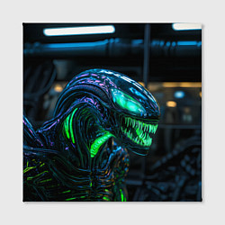 Холст квадратный Чужой с зеленым неоном, цвет: 3D-принт — фото 2