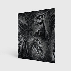 Картина квадратная Черепа лошадей - эскиз