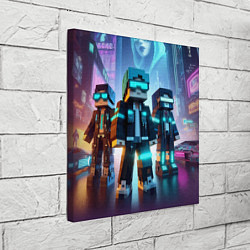 Холст квадратный Minecraft - neon metropolis ai art, цвет: 3D-принт — фото 2
