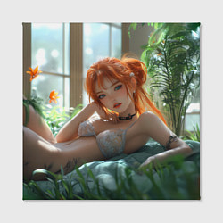 Холст квадратный Рыжая девушка в траве, цвет: 3D-принт — фото 2