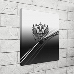 Холст квадратный Герб России градиент в полосами серый, цвет: 3D-принт — фото 2