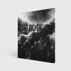 Холст квадратный ACDC металлический лого черно-белая текстура, цвет: 3D-принт