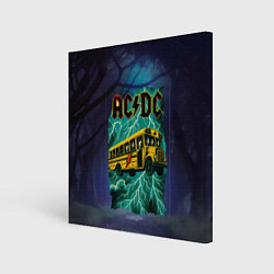 Холст квадратный Летающий автобус с ACDC, цвет: 3D-принт