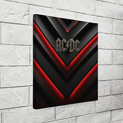 Холст квадратный ACDC лого из металла на черно-красной текстуре, цвет: 3D-принт — фото 2