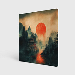 Картина квадратная Старый Японский монастырь