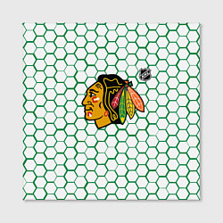 Холст квадратный Чикаго Блэкхокс - белые соты с зеленой обводкой, цвет: 3D-принт — фото 2