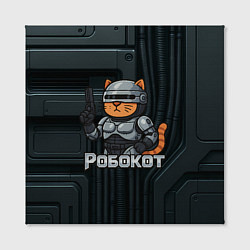 Холст квадратный Робокот - робот полицейский, цвет: 3D-принт — фото 2