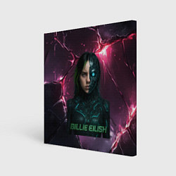 Холст квадратный Билли Айлиш в стиле киберпанк, цвет: 3D-принт