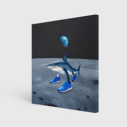 Холст квадратный Акула мем, тралалеро тралала, цвет: 3D-принт