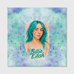 Холст квадратный Билли Айлиш бирюзовые волосы, цвет: 3D-принт — фото 2