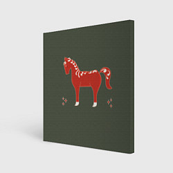 Картина квадратная Красная лошадь