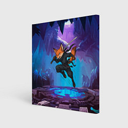 Холст квадратный Лис ниндзя в прыжке, цвет: 3D-принт