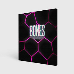 Холст квадратный Bones белый глитч лого, цвет: 3D-принт