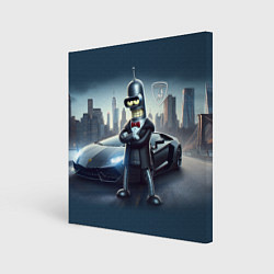Холст квадратный Крутой Бендер рядом с Ламборджини, цвет: 3D-принт