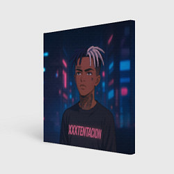 Холст квадратный XXXTentacion - Неоновый аниме арт, цвет: 3D-принт