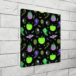 Холст квадратный Halloween black pumpkin pattern, цвет: 3D-принт — фото 2