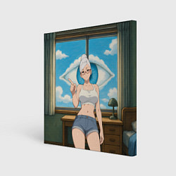 Холст квадратный Dandadan Seiko в комнате указывает, цвет: 3D-принт