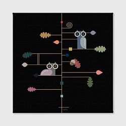 Холст квадратный Falling leaves sitting owls, цвет: 3D-принт — фото 2