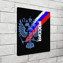 Холст квадратный Россия с флагом и гербом на чёрном фоне, цвет: 3D-принт — фото 2