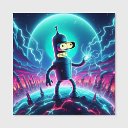 Холст квадратный Робот-сгибальщик Бендер пропускает через себя молн, цвет: 3D-принт — фото 2