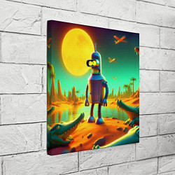 Холст квадратный Робот-сгибальщик Бендер на планете крокодилов, цвет: 3D-принт — фото 2