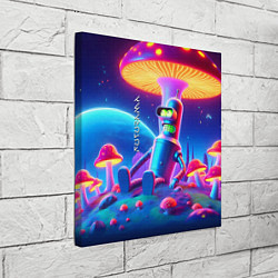 Холст квадратный Робот-сгибальщик Бендер находится под неоновым мух, цвет: 3D-принт — фото 2