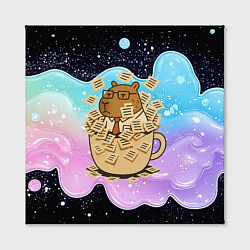 Холст квадратный Менеджер капибара в кружке в стикерах, цвет: 3D-принт — фото 2