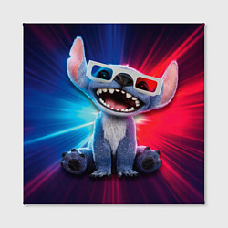 Холст квадратный Стич в стерео очках, цвет: 3D-принт — фото 2