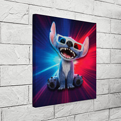 Холст квадратный Стич в стерео очках, цвет: 3D-принт — фото 2