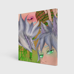 Картина квадратная Кицуне близнецы