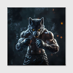 Холст квадратный Волк боец в перчатках, цвет: 3D-принт — фото 2