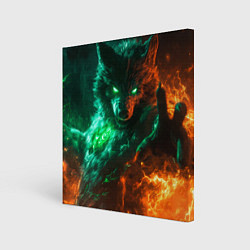 Холст квадратный Мифический волк в огне, цвет: 3D-принт